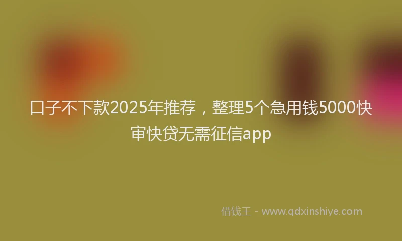 口子不下款2025年推荐，整理5个急用钱5000快审快贷无需征信app
