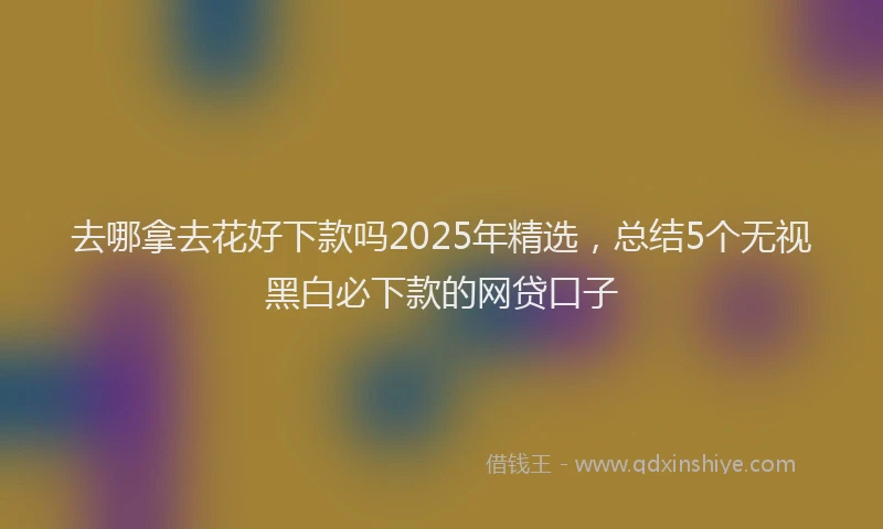 去哪拿去花好下款吗2025年精选，总结5个无视黑白必下款的网贷口子