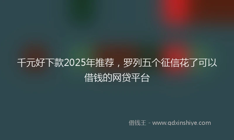 千元好下款2025年推荐，罗列五个征信花了可以借钱的网贷平台