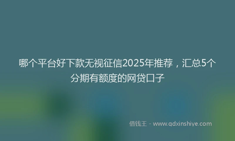 哪个平台好下款无视征信2025年推荐，汇总5个分期有额度的网贷口子