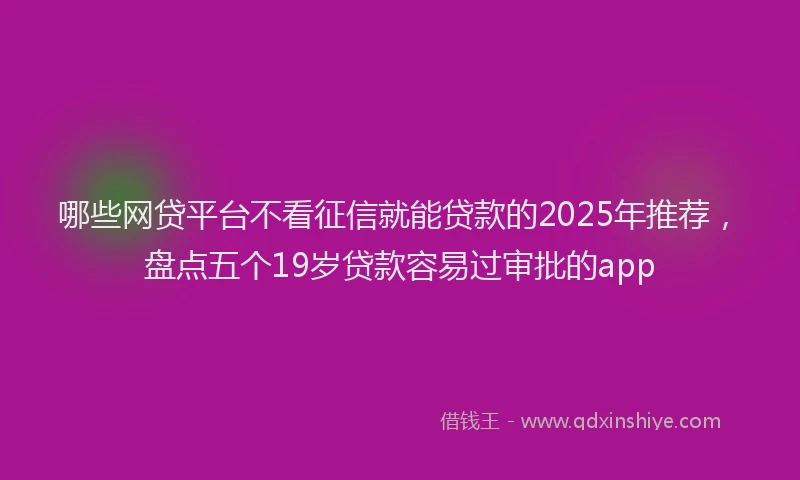 哪些网贷平台不看征信就能贷款的2025年推荐，盘点五个19岁贷款容易过审批的app