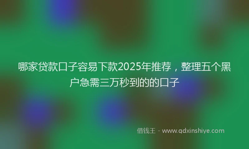哪家贷款口子容易下款2025年推荐，整理五个黑户急需三万秒到的的口子