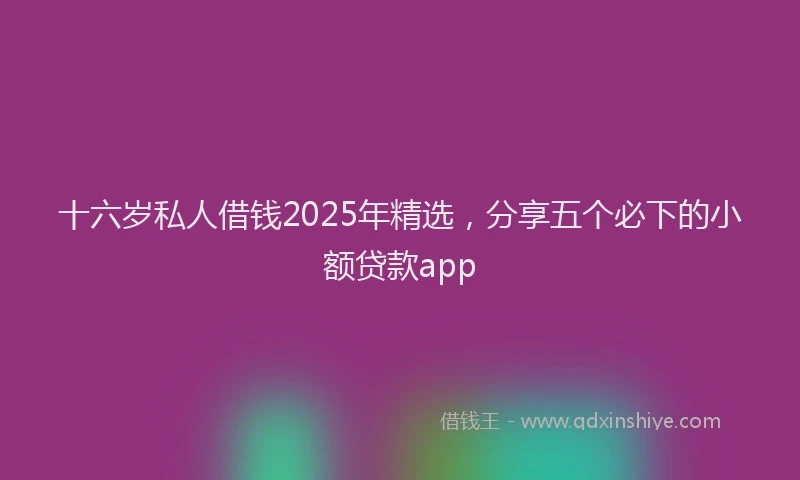 十六岁私人借钱2025年精选，分享五个必下的小额贷款app