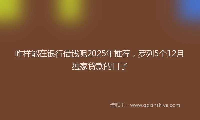咋样能在银行借钱呢2025年推荐，罗列5个12月独家贷款的口子