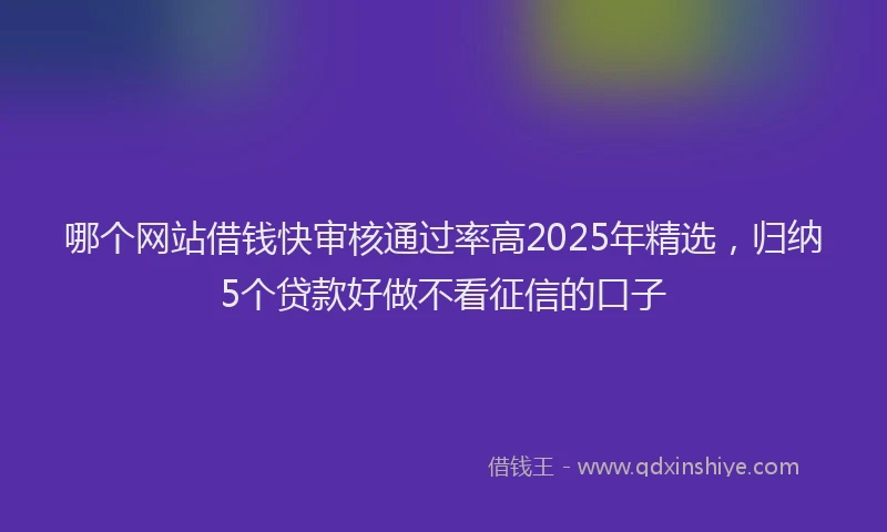 哪个网站借钱快审核通过率高2025年精选，归纳5个贷款好做不看征信的口子
