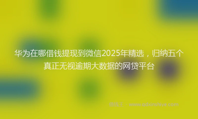 华为在哪借钱提现到微信2025年精选，归纳五个真正无视逾期大数据的网贷平台