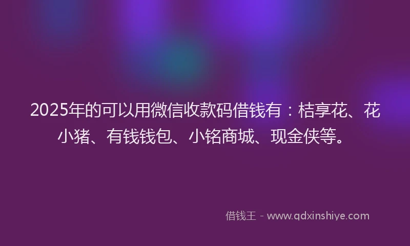 2025年的可以用微信收款码借钱有：桔享花、花小猪、有钱钱包、小铭商城、现金侠等。