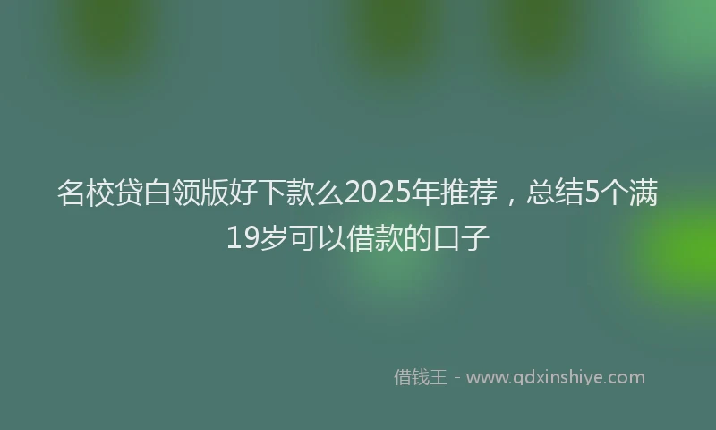 名校贷白领版好下款么2025年推荐，总结5个满19岁可以借款的口子