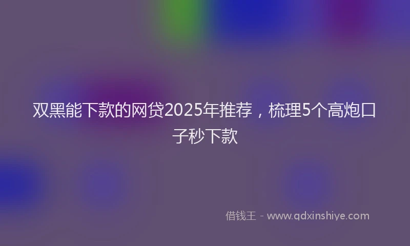双黑能下款的网贷2025年推荐，梳理5个高炮口子秒下款