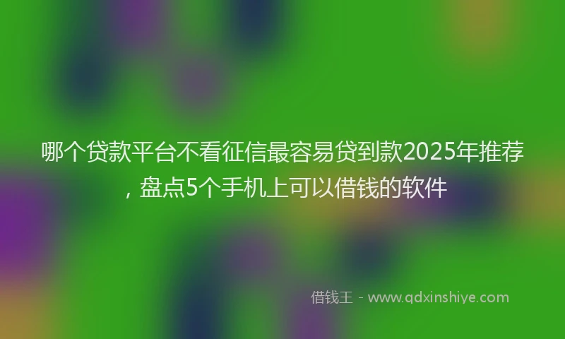 哪个贷款平台不看征信最容易贷到款2025年推荐，盘点5个手机上可以借钱的软件