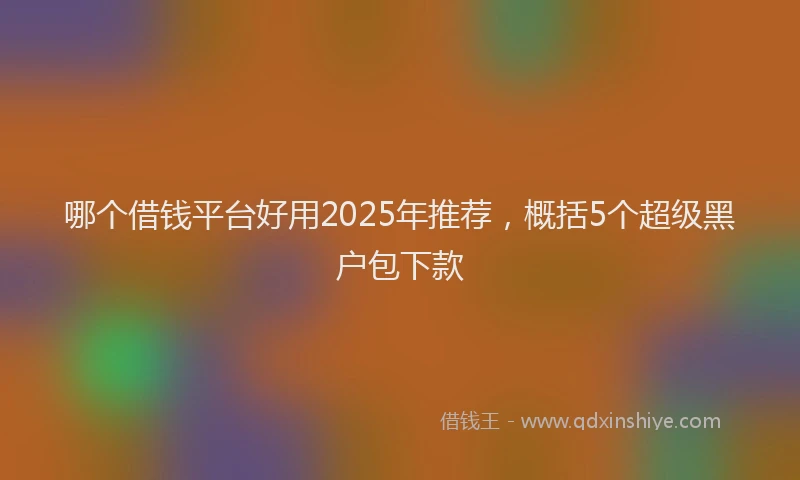 哪个借钱平台好用2025年推荐，概括5个超级黑户包下款