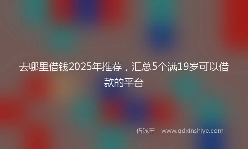 去哪里借钱2025年推荐，汇总5个满19岁可以借款的平台