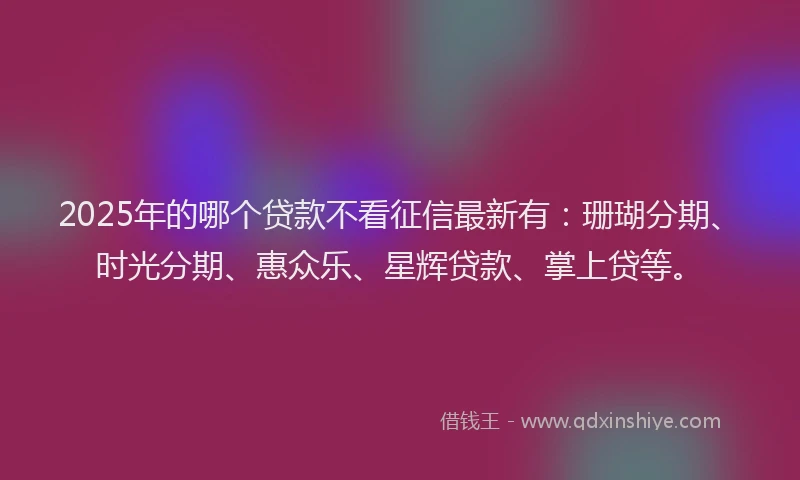2025年的哪个贷款不看征信最新有：珊瑚分期、时光分期、惠众乐、星辉贷款、掌上贷等。