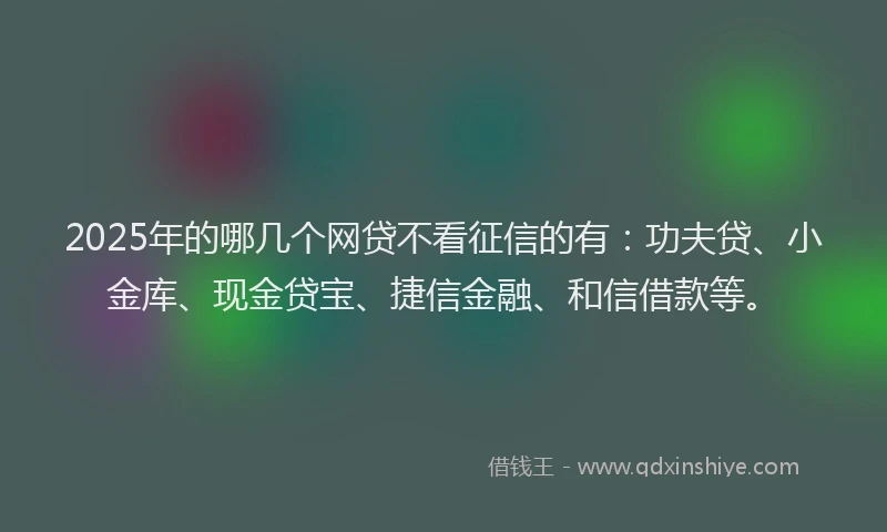 2025年的哪几个网贷不看征信的有：功夫贷、小金库、现金贷宝、捷信金融、和信借款等。