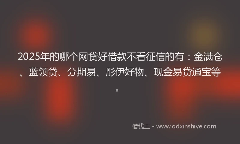 2025年的哪个网贷好借款不看征信的有：金满仓、蓝领贷、分期易、彤伊好物、现金易贷通宝等。