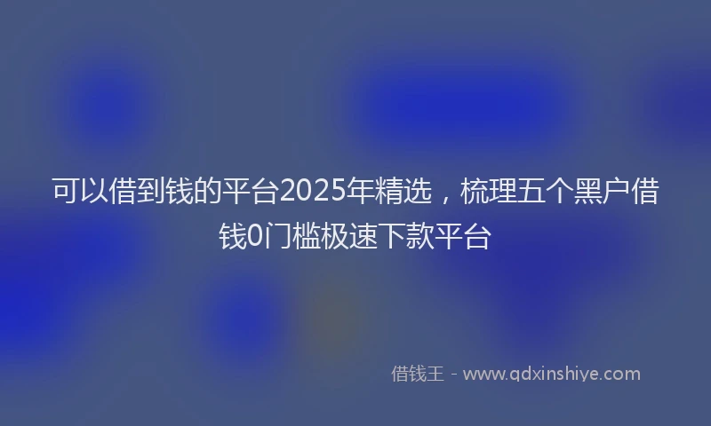 可以借到钱的平台2025年精选，梳理五个黑户借钱0门槛极速下款平台