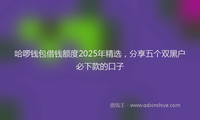 哈啰钱包借钱额度2025年精选，分享五个双黑户必下款的口子