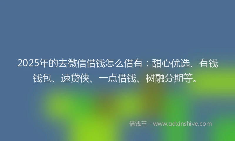 2025年的去微信借钱怎么借有：甜心优选、有钱钱包、速贷侠、一点借钱、树融分期等。