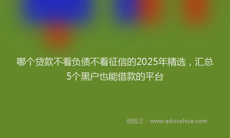 哪个贷款不看负债不看征信的2025年精选，汇总5个黑户也能借款的平台