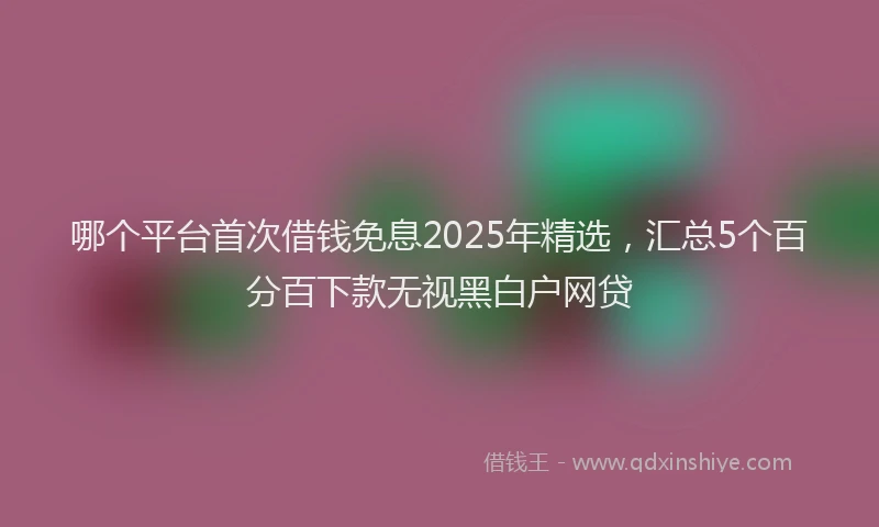 哪个平台首次借钱免息2025年精选，汇总5个百分百下款无视黑白户网贷