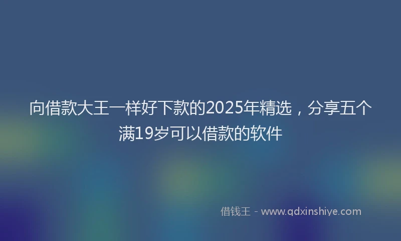 向借款大王一样好下款的2025年精选，分享五个满19岁可以借款的软件