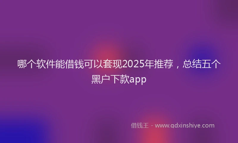 哪个软件能借钱可以套现2025年推荐，总结五个黑户下款app