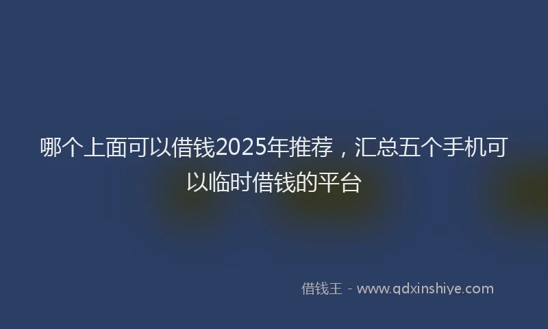 哪个上面可以借钱2025年推荐，汇总五个手机可以临时借钱的平台