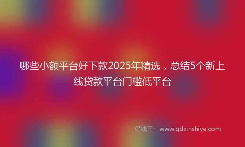 哪些小额平台好下款2025年精选，总结5个新上线贷款平台门槛低平台
