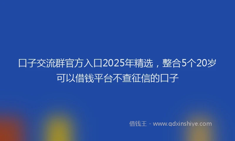口子交流群官方入口2025年精选，整合5个20岁可以借钱平台不查征信的口子