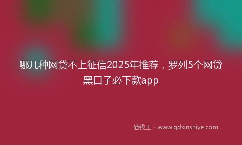 哪几种网贷不上征信2025年推荐，罗列5个网贷黑口子必下款app