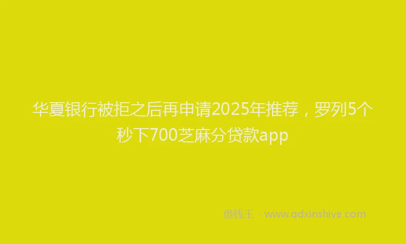 华夏银行被拒之后再申请2025年推荐，罗列5个秒下700芝麻分贷款app