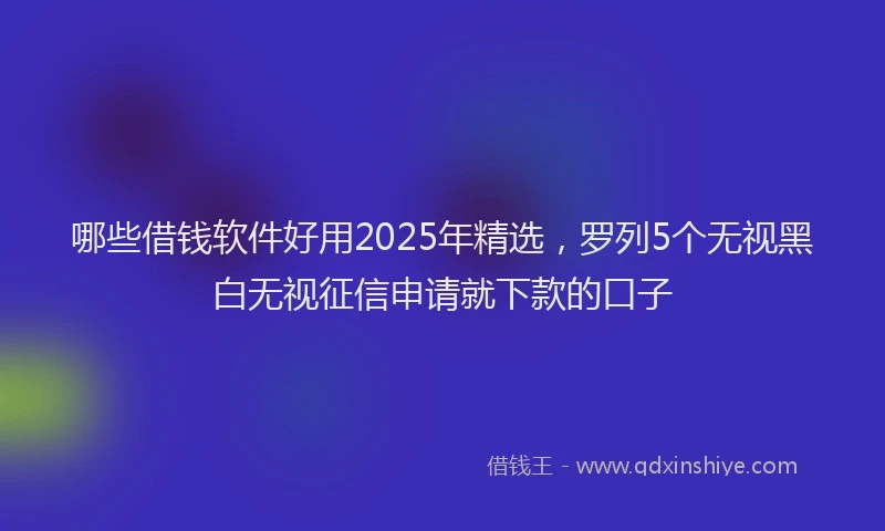 哪些借钱软件好用2025年精选，罗列5个无视黑白无视征信申请就下款的口子