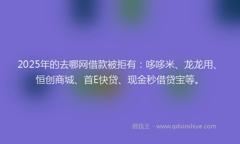 2025年的去哪网借款被拒有：哆哆米、龙龙用、恒创商城、首E快贷、现金秒借贷宝等。