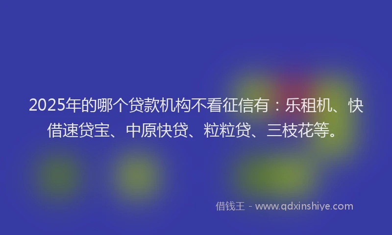 2025年的哪个贷款机构不看征信有：乐租机、快借速贷宝、中原快贷、粒粒贷、三枝花等。