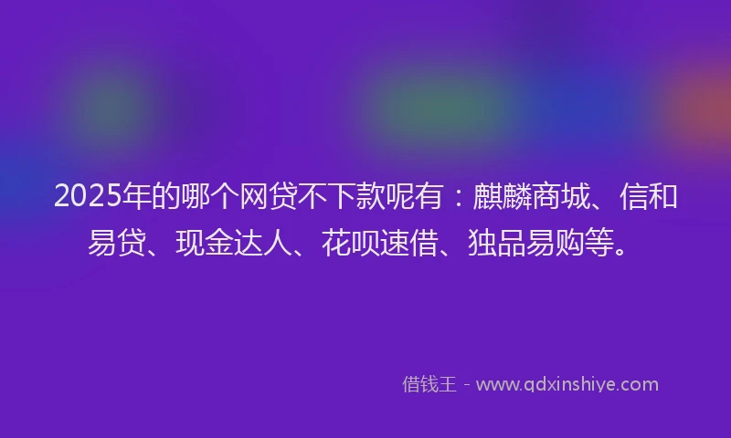 2025年的哪个网贷不下款呢有：麒麟商城、信和易贷、现金达人、花呗速借、独品易购等。