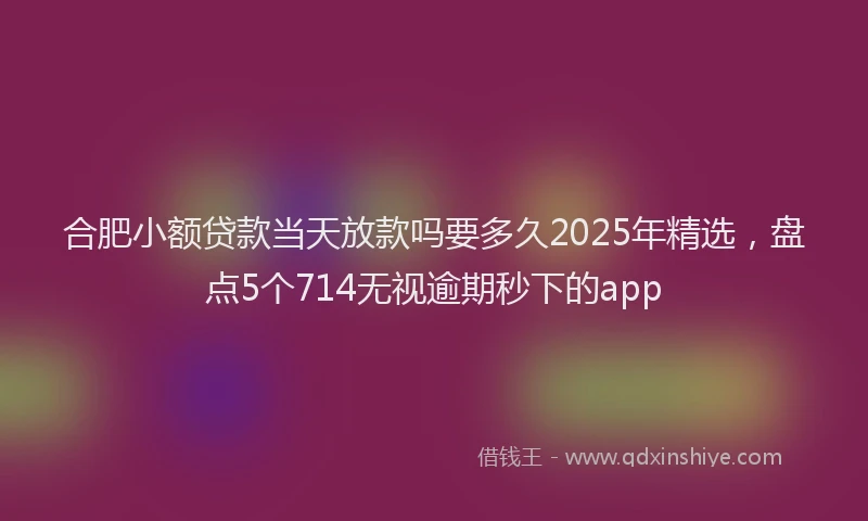 合肥小额贷款当天放款吗要多久2025年精选，盘点5个714无视逾期秒下的app