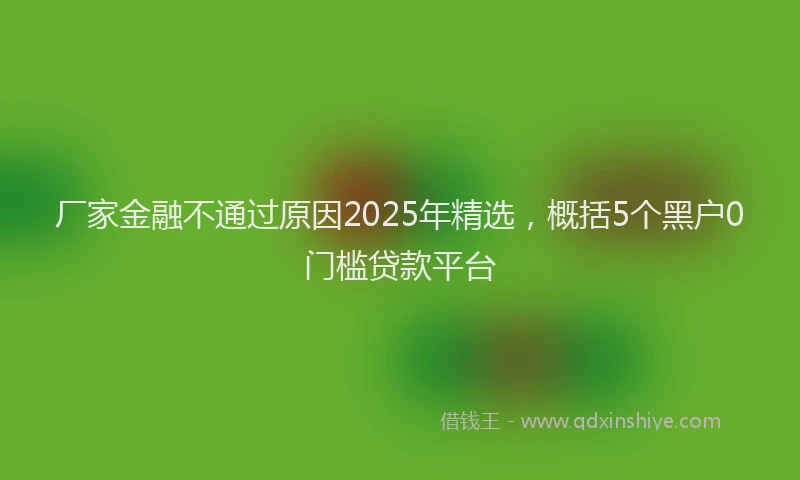 厂家金融不通过原因2025年精选，概括5个黑户0门槛贷款平台