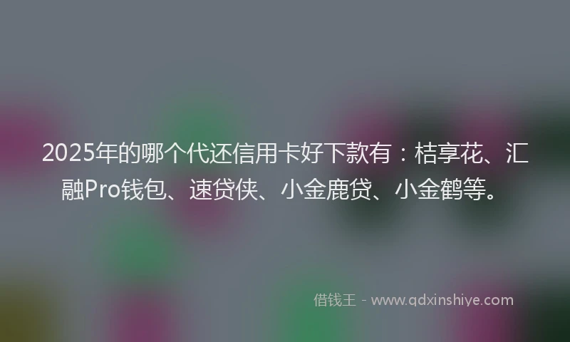 2025年的哪个代还信用卡好下款有：桔享花、汇融Pro钱包、速贷侠、小金鹿贷、小金鹤等。