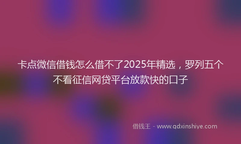 卡点微信借钱怎么借不了2025年精选，罗列五个不看征信网贷平台放款快的口子