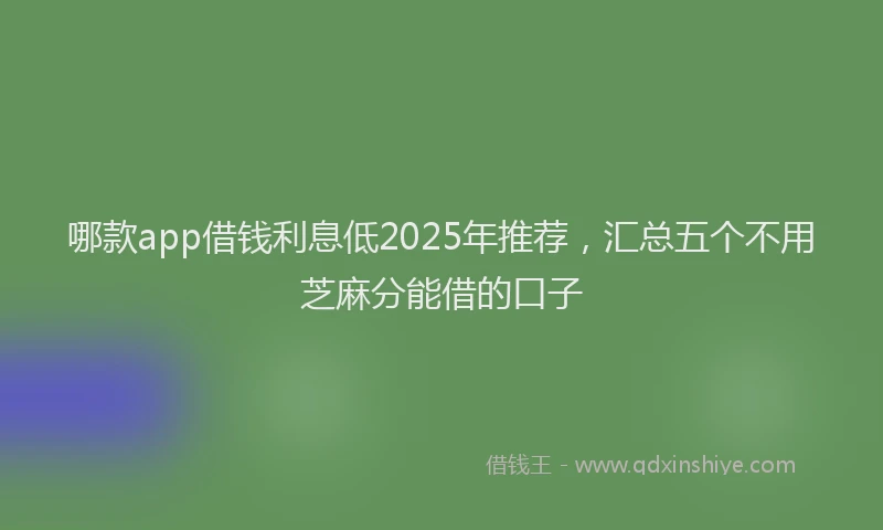 哪款app借钱利息低2025年推荐，汇总五个不用芝麻分能借的口子