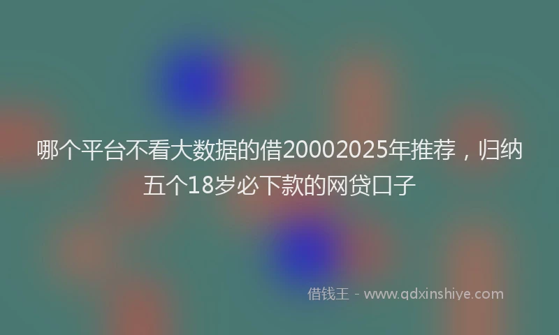 哪个平台不看大数据的借20002025年推荐，归纳五个18岁必下款的网贷口子