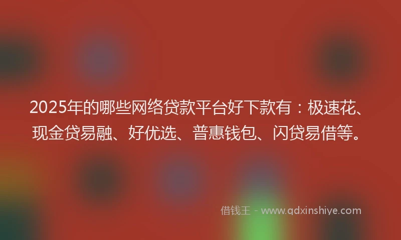 2025年的哪些网络贷款平台好下款有：极速花、现金贷易融、好优选、普惠钱包、闪贷易借等。
