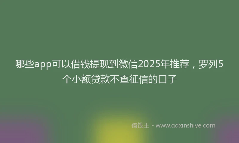 哪些app可以借钱提现到微信2025年推荐，罗列5个小额贷款不查征信的口子