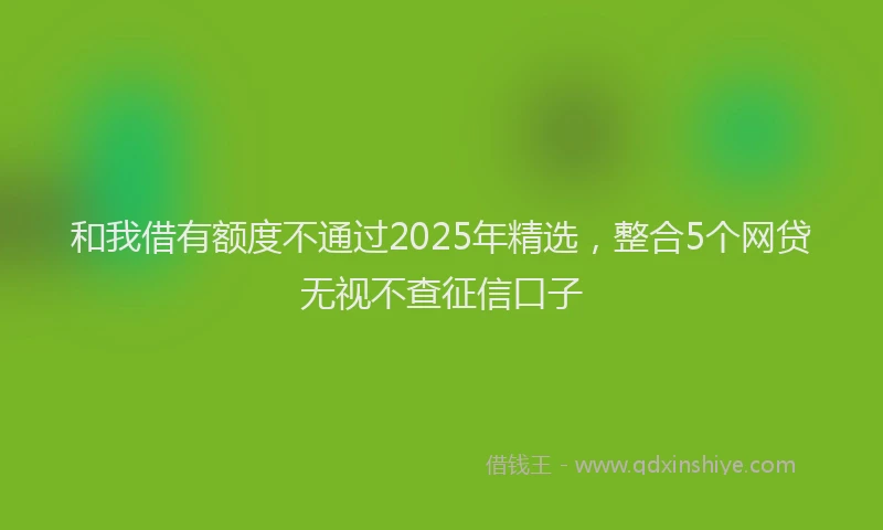 和我借有额度不通过2025年精选，整合5个网贷无视不查征信口子