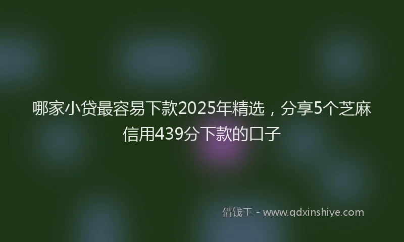 哪家小贷最容易下款2025年精选，分享5个芝麻信用439分下款的口子