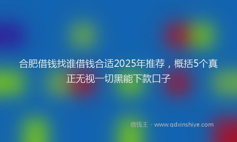 合肥借钱找谁借钱合适2025年推荐，概括5个真正无视一切黑能下款口子