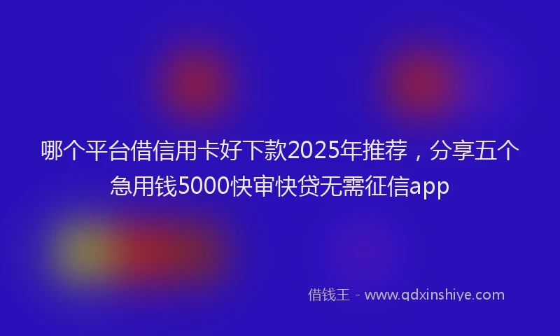 哪个平台借信用卡好下款2025年推荐，分享五个急用钱5000快审快贷无需征信app
