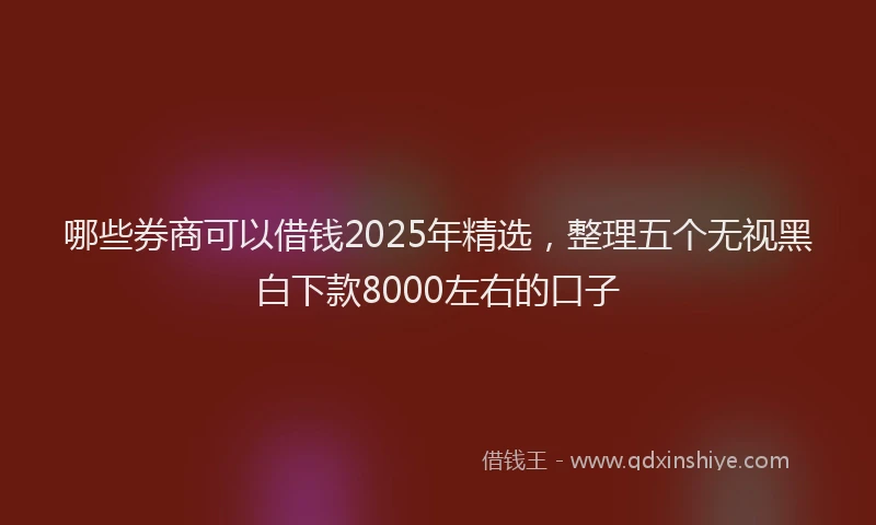 哪些券商可以借钱2025年精选，整理五个无视黑白下款8000左右的口子