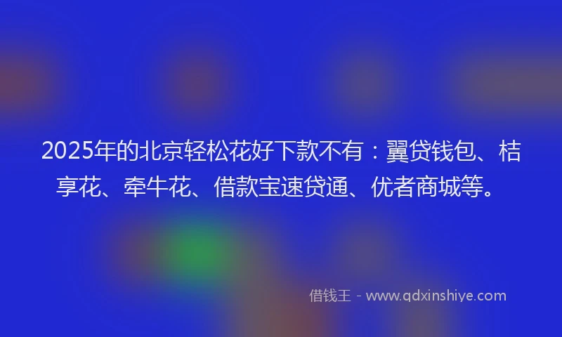 2025年的北京轻松花好下款不有：翼贷钱包、桔享花、牵牛花、借款宝速贷通、优者商城等。