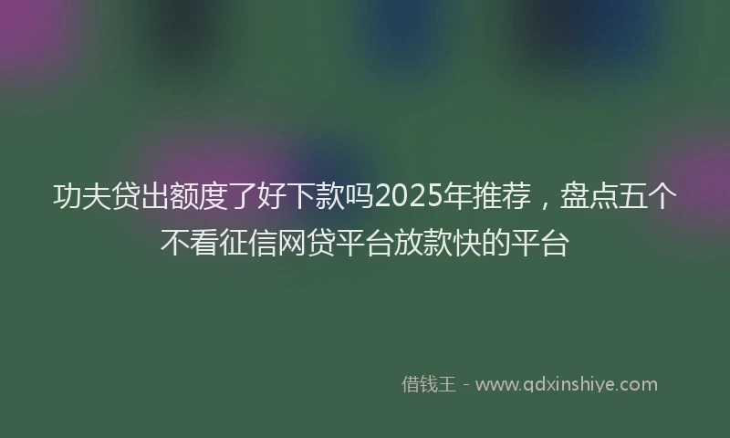 功夫贷出额度了好下款吗2025年推荐，盘点五个不看征信网贷平台放款快的平台